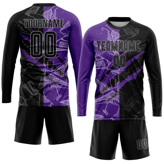 Sublimation Graffiti Jersey Black Pattern Purple-Gray Uniform Soccer Custom Scratch Sublimation Graffiti Jersey Black Pattern Purple-Gray Uniform Soccer Custom Scratch