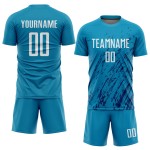Soccer Jersey White-Black Blue Sublimation Panther Custom Uniform Soccer Jersey White-Black Blue Sublimation Panther Custom Uniform