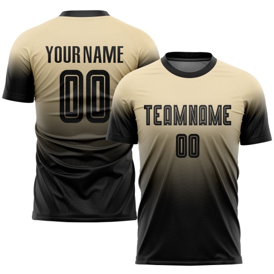 Black Jersey Custom Uniform Fade Fashion Soccer Cream Sublimation Black Jersey Custom Uniform Fade Fashion Soccer Cream Sublimation