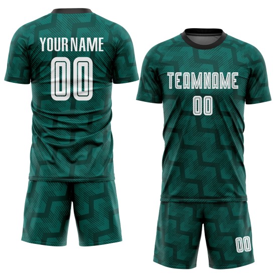 White-Black Jersey Uniform Custom Soccer Green Sublimation White-Black Jersey Uniform Custom Soccer Green Sublimation