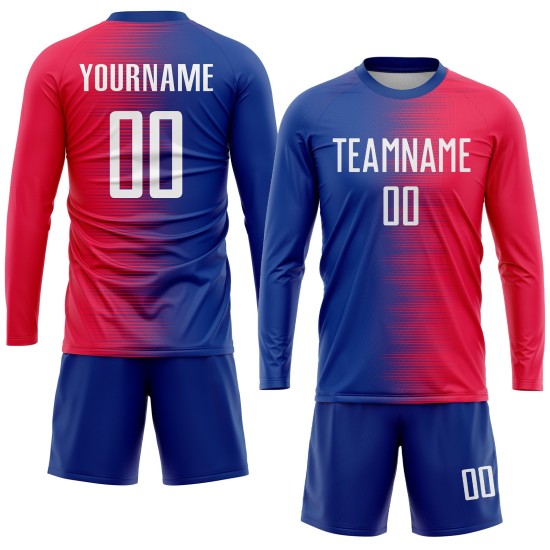 Red Sublimation Custom Uniform Jersey Soccer White-Royal Red Sublimation Custom Uniform Jersey Soccer White-Royal