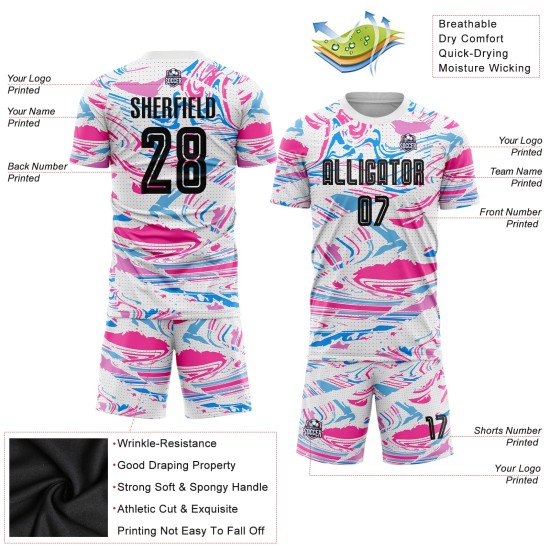 Uniform Figure Sublimation Soccer Jersey Black-Pink Custom Uniform Figure Sublimation Soccer Jersey Black-Pink Custom