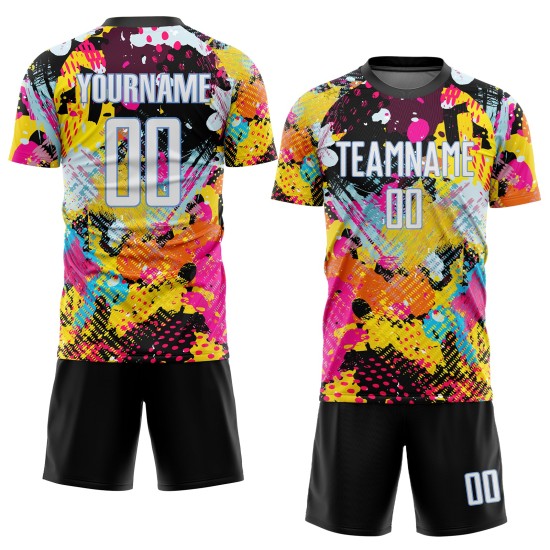 Custom Blue White-Light Sublimation Graffiti Jersey Soccer Uniform Pattern Custom Blue White-Light Sublimation Graffiti Jersey Soccer Uniform Pattern
