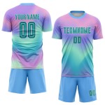 Teal-White Custom Jersey Tie Soccer Uniform Dye Sublimation Teal-White Custom Jersey Tie Soccer Uniform Dye Sublimation