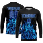 Royal-Light Black Blue Custom Soccer Sublimation Flame Uniform Jersey Royal-Light Black Blue Custom Soccer Sublimation Flame Uniform Jersey
