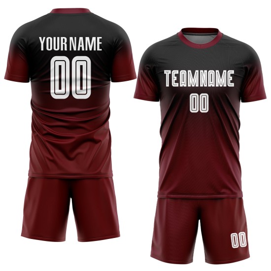 Fade Uniform Sublimation White-Crimson Jersey Black Custom Fashion Soccer Fade Uniform Sublimation White-Crimson Jersey Black Custom Fashion Soccer