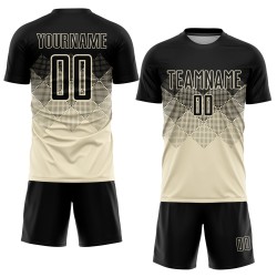 Soccer Sublimation Uniform Jersey Custom Cream Black Soccer Sublimation Uniform Jersey Custom Cream Black