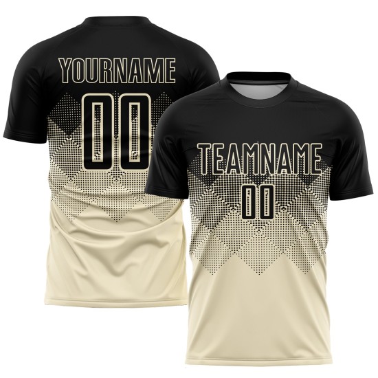 Soccer Sublimation Uniform Jersey Custom Cream Black Soccer Sublimation Uniform Jersey Custom Cream Black