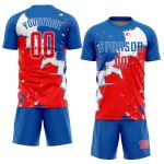 Sublimation Red-White Uniform Soccer Custom Jersey Royal Sublimation Red-White Uniform Soccer Custom Jersey Royal