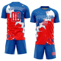 Sublimation Red-White Uniform Soccer Custom Jersey Royal Sublimation Red-White Uniform Soccer Custom Jersey Royal