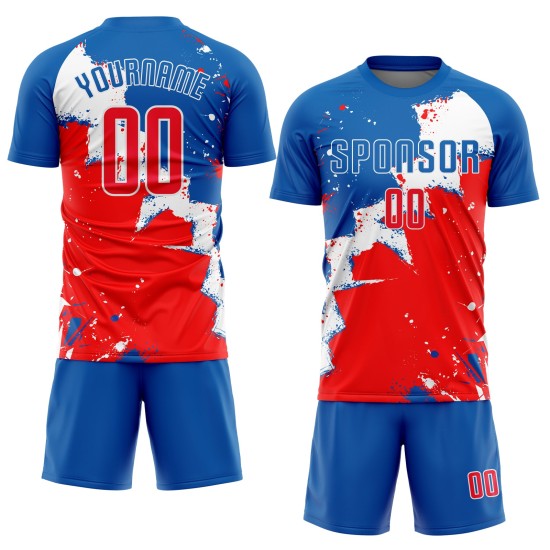 Sublimation Red-White Uniform Soccer Custom Jersey Royal Sublimation Red-White Uniform Soccer Custom Jersey Royal