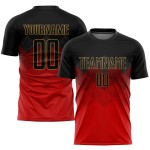 Custom Red Sublimation Uniform Jersey Gold Soccer Black-Old Custom Red Sublimation Uniform Jersey Gold Soccer Black-Old
