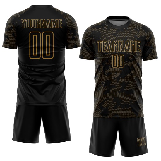 Sublimation Custom Old Uniform Jersey Soccer Black Gold