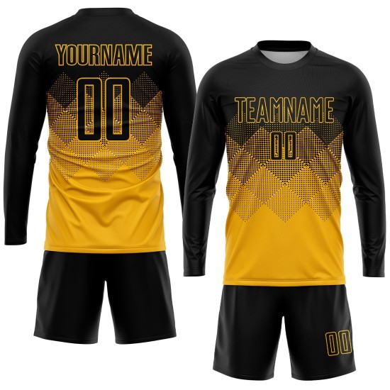 Custom Sublimation Uniform Black Gold Soccer Jersey Custom Sublimation Uniform Black Gold Soccer Jersey