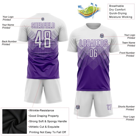 Uniform Sublimation Jersey Purple White Soccer Custom Uniform Sublimation Jersey Purple White Soccer Custom