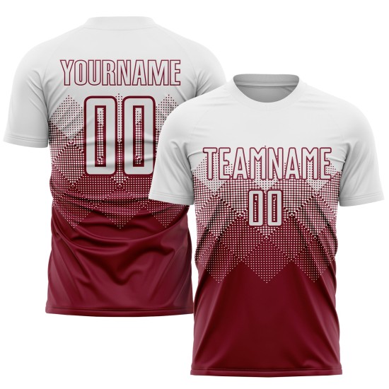 White Sublimation Custom Jersey Crimson Uniform Soccer White Sublimation Custom Jersey Crimson Uniform Soccer