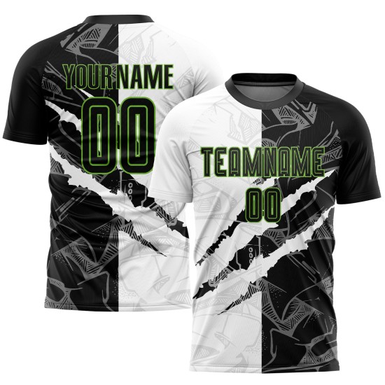 Uniform Sublimation Jersey Pattern Soccer Green Custom Black-Neon Graffiti Scratch Uniform Sublimation Jersey Pattern Soccer Green Custom Black-Neon Graffiti Scratch