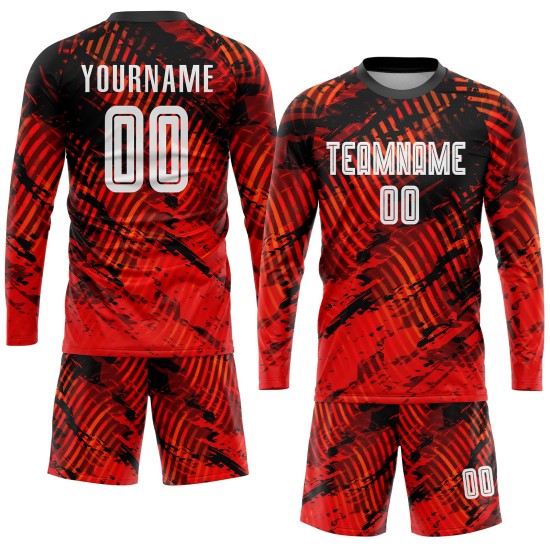 Jersey Red Custom Sublimation White-Black Soccer Uniform Jersey Red Custom Sublimation White-Black Soccer Uniform