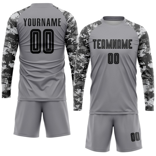 Custom Soccer Sublimation Black-Camo Uniform Jersey Gray Custom Soccer Sublimation Black-Camo Uniform Jersey Gray