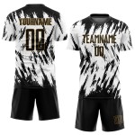 White Black-Old Soccer Uniform Jersey Sublimation Gold Custom