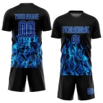 Royal-Light Black Blue Custom Soccer Sublimation Flame Uniform Jersey Royal-Light Black Blue Custom Soccer Sublimation Flame Uniform Jersey