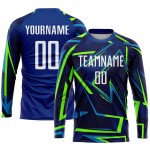 Soccer Sublimation White-Neon Custom Green Uniform Jersey Royal Soccer Sublimation White-Neon Custom Green Uniform Jersey Royal