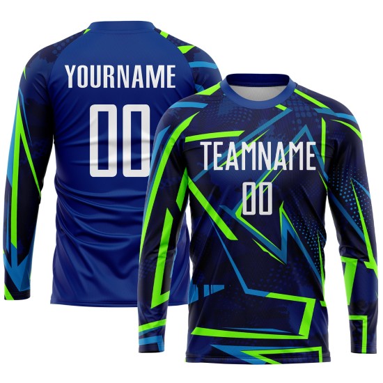 Soccer Sublimation White-Neon Custom Green Uniform Jersey Royal Soccer Sublimation White-Neon Custom Green Uniform Jersey Royal