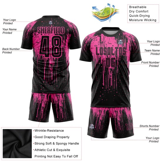 Pink Black Sublimation Custom Soccer Uniform Jersey Pink Black Sublimation Custom Soccer Uniform Jersey