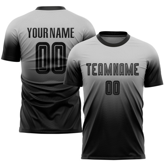 Custom Soccer Black Fashion Sublimation Fade Jersey Uniform Gray Custom Soccer Black Fashion Sublimation Fade Jersey Uniform Gray