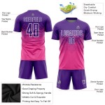 Sublimation Soccer Jersey Purple-White Custom Pink Uniform Sublimation Soccer Jersey Purple-White Custom Pink Uniform