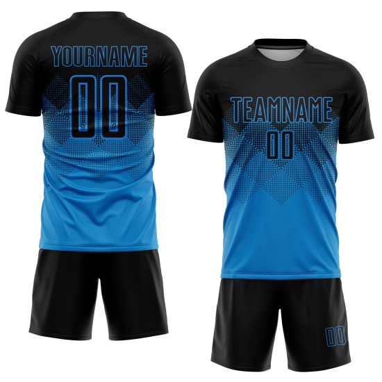 Jersey Sublimation Soccer Custom Uniform Black Blue Jersey Sublimation Soccer Custom Uniform Black Blue