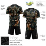 Old Sublimation Custom Tiger And Jersey Peacock Uniform Black Gold Soccer Old Sublimation Custom Tiger And Jersey Peacock Uniform Black Gold Soccer