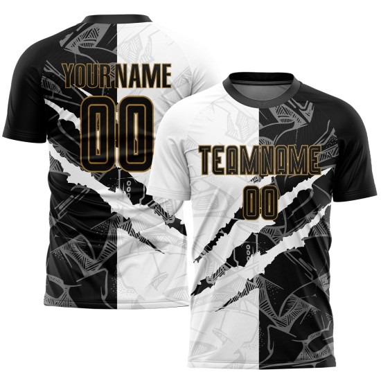 Jersey Soccer Graffiti Black-Old Scratch Sublimation Gold Pattern Uniform Custom Jersey Soccer Graffiti Black-Old Scratch Sublimation Gold Pattern Uniform Custom