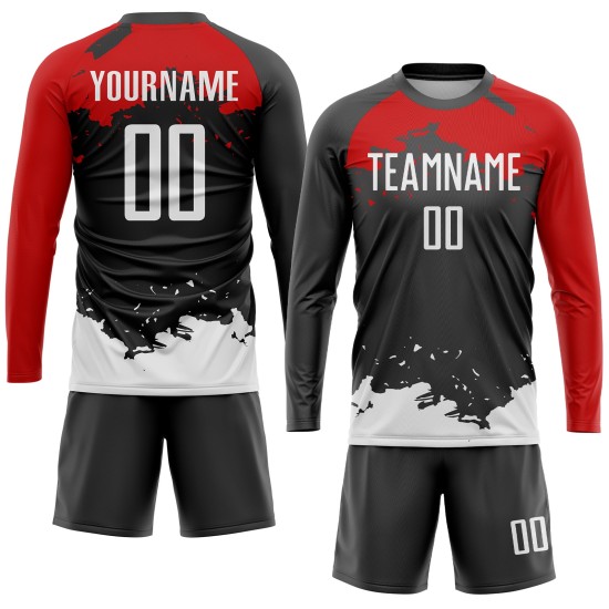 Jersey White-Red Uniform Black Sublimation Soccer Custom Jersey White-Red Uniform Black Sublimation Soccer Custom