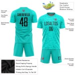 Black Soccer Aqua Custom Jersey Sublimation Uniform Black Soccer Aqua Custom Jersey Sublimation Uniform