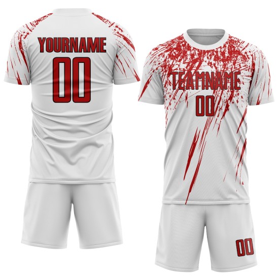 White Red-Black Jersey Uniform Sublimation Soccer Custom White Red-Black Jersey Uniform Sublimation Soccer Custom