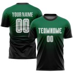 Custom Kelly Green Sublimation White-Black Jersey Soccer Fashion Uniform Fade Custom Kelly Green Sublimation White-Black Jersey Soccer Fashion Uniform Fade