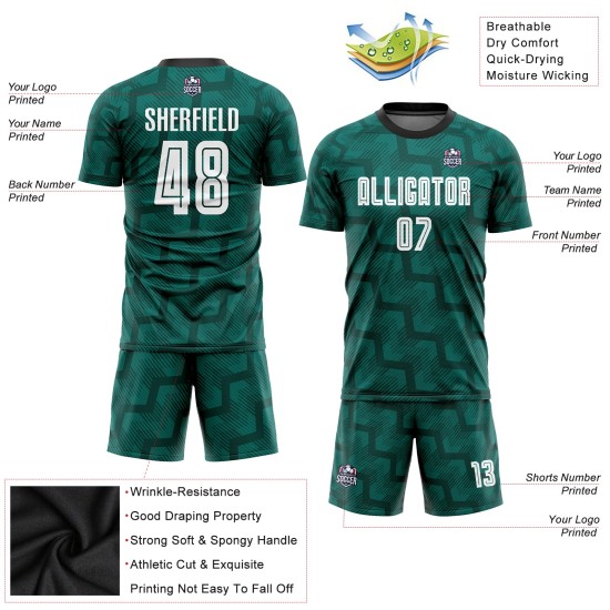 White-Black Jersey Uniform Custom Soccer Green Sublimation White-Black Jersey Uniform Custom Soccer Green Sublimation