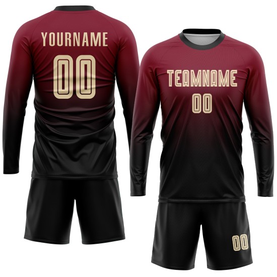 Sublimation Custom Fade Uniform Jersey Crimson Soccer Fashion Cream-Black Sublimation Custom Fade Uniform Jersey Crimson Soccer Fashion Cream-Black