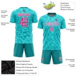 Custom Sublimation Jersey Soccer Aqua Uniform Pink-White Custom Sublimation Jersey Soccer Aqua Uniform Pink-White