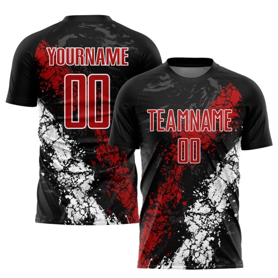Sublimation Custom Black Red-White Jersey Uniform Soccer Sublimation Custom Black Red-White Jersey Uniform Soccer