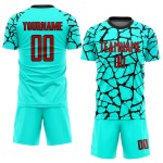 Sublimation Red-Black Soccer Uniform Jersey Aqua Custom Sublimation Red-Black Soccer Uniform Jersey Aqua Custom