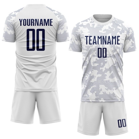 Sublimation Uniform Navy Soccer Jersey White Custom