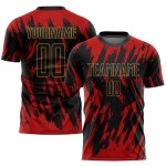 Custom Uniform Black-Old Red Jersey Sublimation Gold Soccer Custom Uniform Black-Old Red Jersey Sublimation Gold Soccer