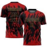 Custom Uniform Black-Old Red Jersey Sublimation Gold Soccer Custom Uniform Black-Old Red Jersey Sublimation Gold Soccer