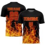Custom Jersey Sublimation Soccer Uniform Flame Red-Gold Black Custom Jersey Sublimation Soccer Uniform Flame Red-Gold Black
