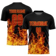 Custom Jersey Sublimation Soccer Uniform Flame Red-Gold Black Custom Jersey Sublimation Soccer Uniform Flame Red-Gold Black