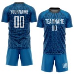 White-Black Blue Soccer Uniform Sublimation Jersey Custom White-Black Blue Soccer Uniform Sublimation Jersey Custom