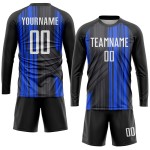 White-Royal Black Sublimation Jersey Soccer Custom Uniform White-Royal Black Sublimation Jersey Soccer Custom Uniform