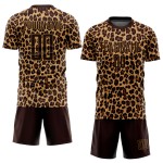 Gold Leopard Soccer Uniform Brown Brown-Old Jersey Sublimation Custom